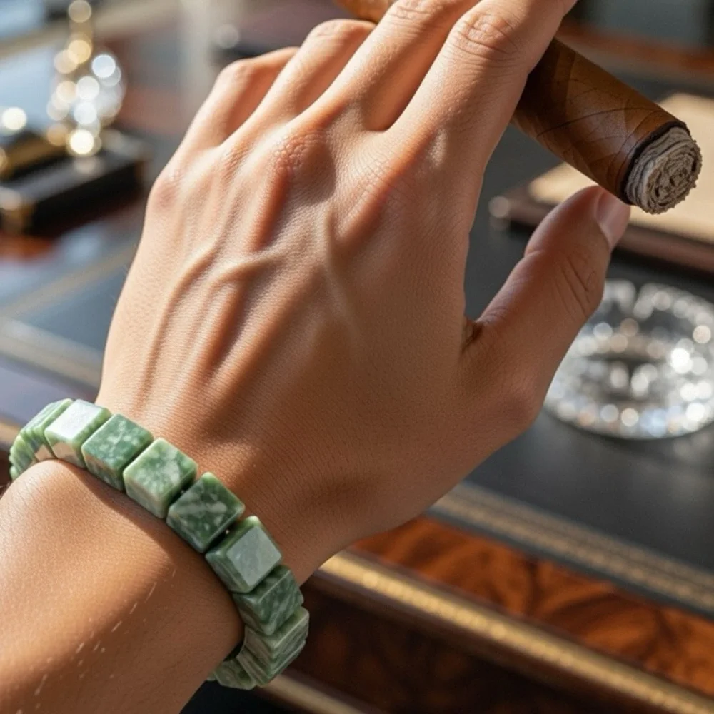 NEW MEN JADE Green Stone Bracelet for Men